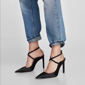Zara black sling back heels
